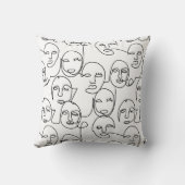 モダン抽象芸術線顔連続線アート クッション (裏面)
