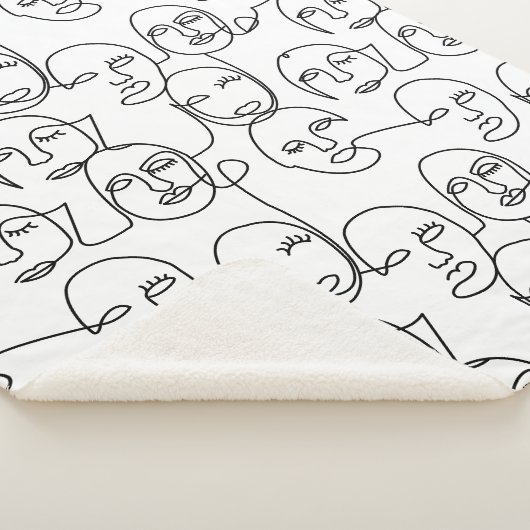 モダン抽象芸術線顔連続線アート シェルパブランケット (3/4)