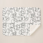 モダン抽象芸術線顔連続線アート シェルパブランケット (正面(横))