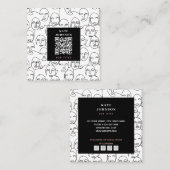 モダン抽象芸術線顔連続線アート スクエア名刺 (正面/裏面)