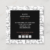 モダン抽象芸術線顔連続線アート スクエア名刺 (裏面)