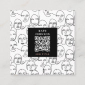 モダン抽象芸術線顔連続線アート スクエア名刺 (正面)