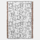 モダン抽象芸術線顔連続線アート スローブランケット (正面縦)