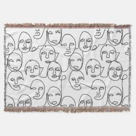 モダン抽象芸術線顔連続線アート スローブランケット