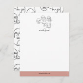 モダン抽象芸術線顔連続線アート ノートカード (正面/裏面)