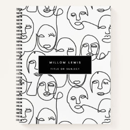 モダン抽象芸術線顔連続線アート ノートブック