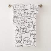 モダン抽象芸術線顔連続線アート バスタオルセット (インサイチュ)