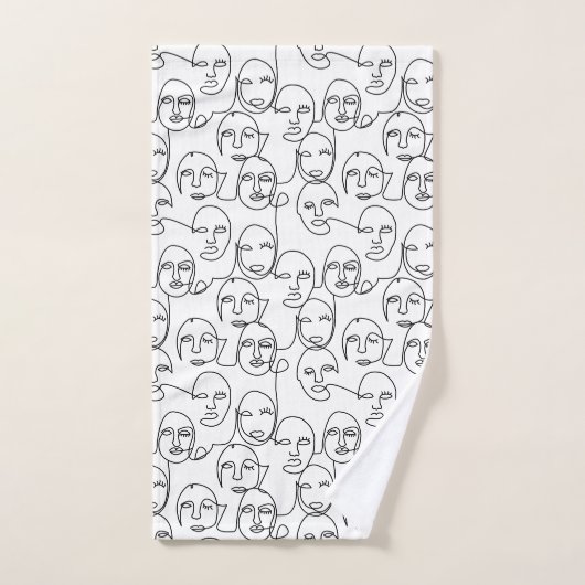 モダン抽象芸術線顔連続線アート バスタオルセット (ハンドタオル)