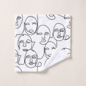 モダン抽象芸術線顔連続線アート バスタオルセット (ウォッシュタオル)