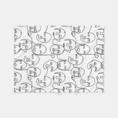 モダン抽象芸術線顔連続線アート フリースブランケット (正面(横))