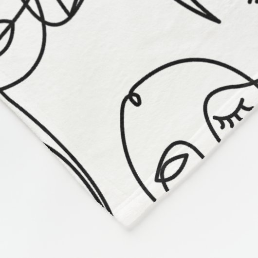 モダン抽象芸術線顔連続線アート フリースブランケット (角)