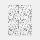 モダン抽象芸術線顔連続線アート フリースブランケット (正面)