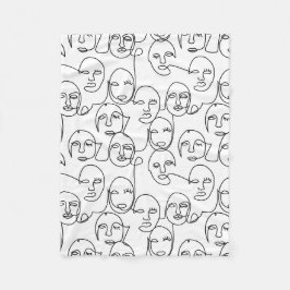 モダン抽象芸術線顔連続線アート フリースブランケット