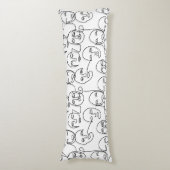 モダン抽象芸術線顔連続線アート ボディピロー (正面縦)