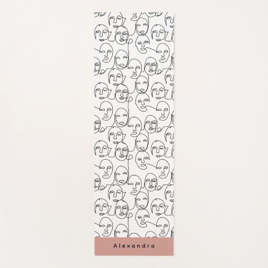 モダン抽象芸術線顔連続線アート ヨガマット (正面)