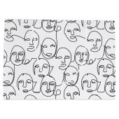 モダン抽象芸術線顔連続線アート ラージペーパーバッグ (裏面)