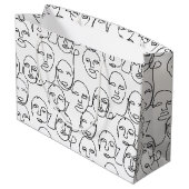 モダン抽象芸術線顔連続線アート ラージペーパーバッグ (裏面アングル)