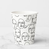 モダン抽象芸術線顔連続線アート 紙コップ (正面)