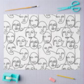 モダン抽象芸術線顔連続線アート 薄葉紙 (クラフト)