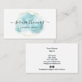 モダン抽象芸術署名アクア金ゴールド名刺 名刺 (正面/裏面)