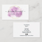 モダン抽象芸術署名パープル金ゴールド 名刺 (正面/裏面)