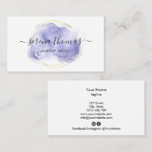 モダン抽象芸術署名ラベンダー金ゴールド 名刺 (正面/裏面)