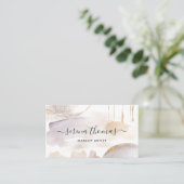 モダン抽象芸術署名赤面金ゴールド水色 名刺 (スタンド正面)