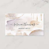 モダン抽象芸術署名赤面金ゴールド水色 名刺 (正面)