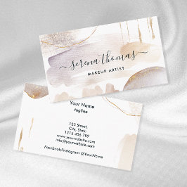 モダン抽象芸術署名赤面金ゴールド水色 名刺