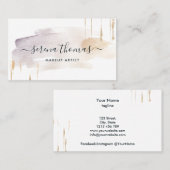 モダン抽象芸術署名赤面金ゴールド水色 名刺 (正面/裏面)