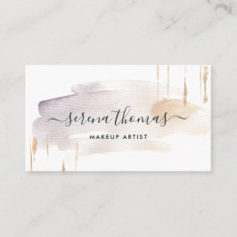 モダン抽象芸術署名赤面金ゴールド水色 名刺