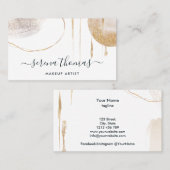 モダン抽象芸術署名赤面金ゴールド水色 名刺 (正面/裏面)