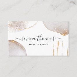 モダン抽象芸術署名赤面金ゴールド水色 名刺