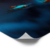 モダン抽象芸術美しい色ブルー金ゴールドティール(緑がかった色)2 ポスター (角)