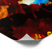 モダン抽象芸術美しい赤ティール(緑がかった色)金ゴールドポスター ポスター (角)