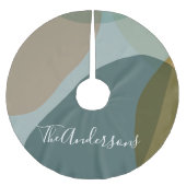 モダン抽象芸術自然グリーパーソナライズされたン ブラッシュドポリエステルツリースカート (正面)