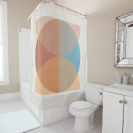 モダン抽象芸術自然トーン幾何学水色 シャワーカーテン