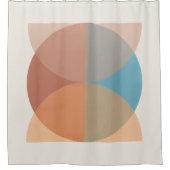 モダン抽象芸術自然トーン幾何学水色 シャワーカーテン (正面)