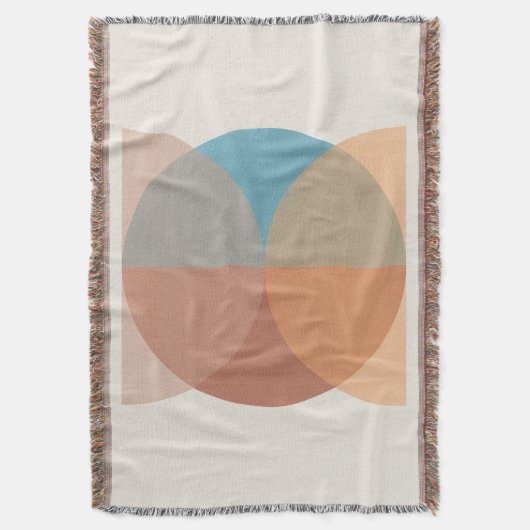 モダン抽象芸術自然トーン幾何学水色 スローブランケット (正面縦)