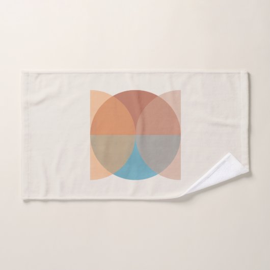 モダン抽象芸術自然トーン幾何学水色 バスタオルセット (ハンドタオル)