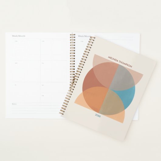 モダン抽象芸術自然トーン幾何学水色 プランナー手帳 (ディスプレー)