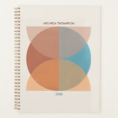 モダン抽象芸術自然トーン幾何学水色 プランナー手帳 (正面)