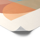 モダン抽象芸術自然トーン幾何学水色 ポスター (角)