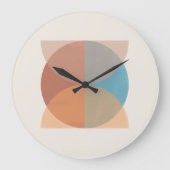 モダン抽象芸術自然トーン幾何学水色 ラージ壁時計 (正面)