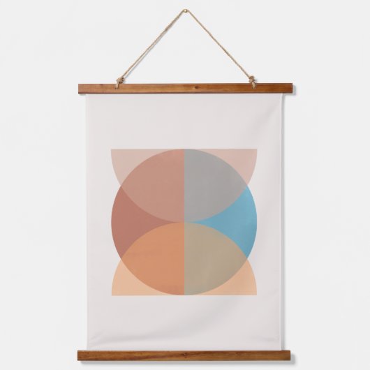 モダン抽象芸術自然トーン幾何学水色 吊り下げ型タペストリー (正面)