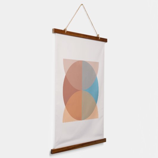 モダン抽象芸術自然トーン幾何学水色 吊り下げ型タペストリー (傾斜あり)