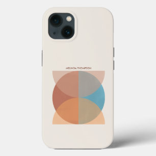 モダン抽象芸術自然トーン幾何学水色 iPhone 13ケース