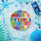 モダン抽象芸術色の熱狂する機色 ペーパープレート (パーティー)