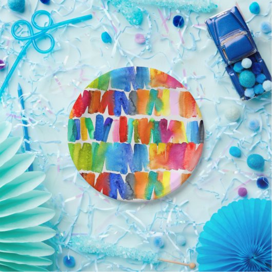 モダン抽象芸術色の熱狂する機色 ペーパープレート (パーティー)