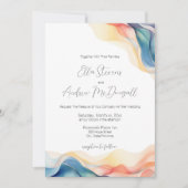 モダン抽象芸術色結婚波 招待状 (正面)